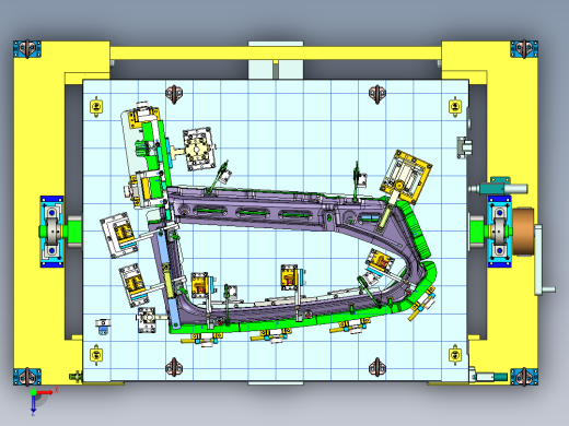 汽车左右后窗总成检具设计3D模型俯视缩略图