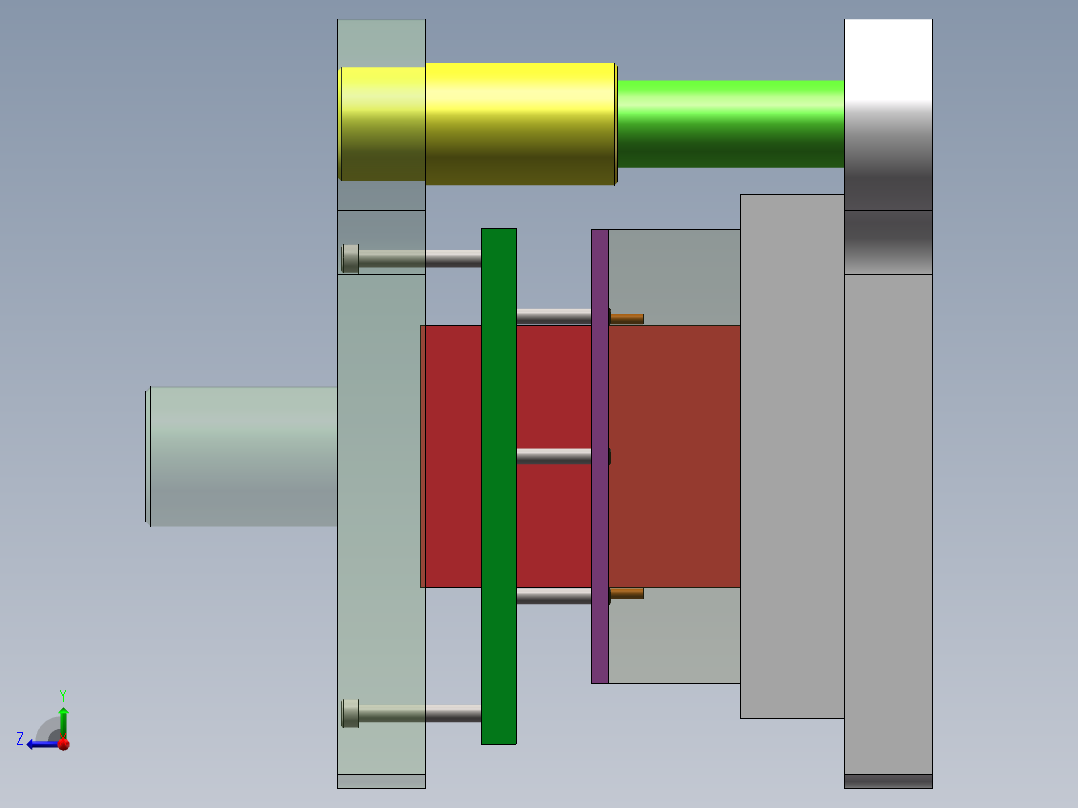 Q402-监控器吊支架冲压复合模具设计【三维SolidWorks】右视图
