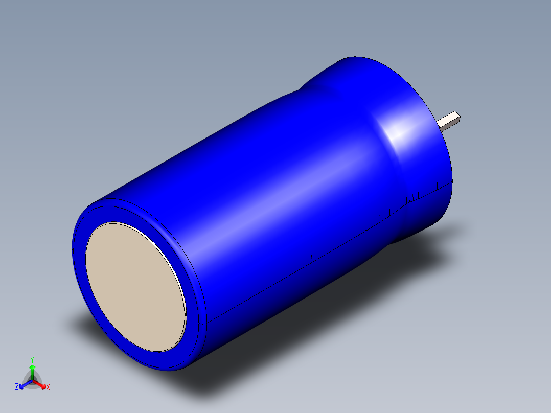 电容器350 f2.5vL 64.9毫米x直径33.3毫米正等轴测图