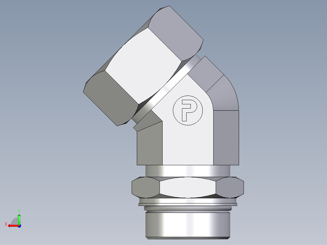 卡套式工业通用硬管接头EO_Adjustable_locknut_45_deg_elbow_VEE38ZSMORCF后视图