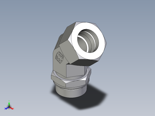 卡套式工业通用硬管接头EO_Adjustable_locknut_45_deg_elbow_VEE38ZSMORCF正等轴测缩略图