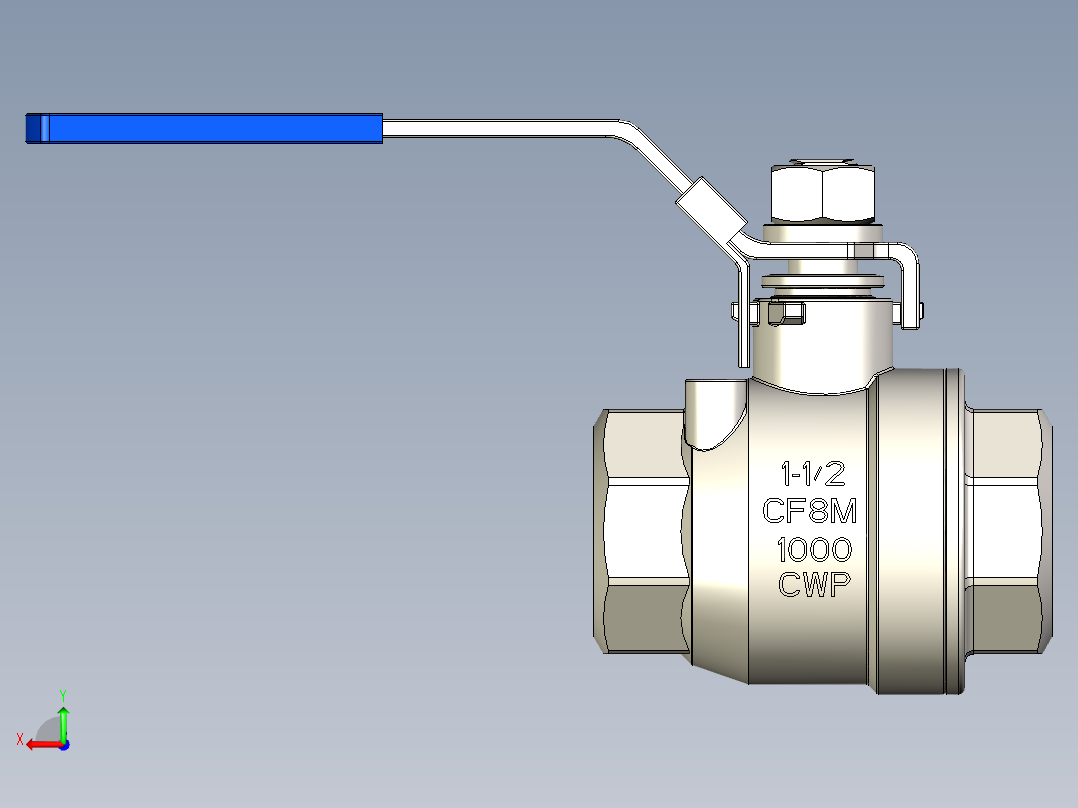 管道手动球阀-水管开关阀-手动阀门手动不锈钢内螺纹球阀DN40后视图