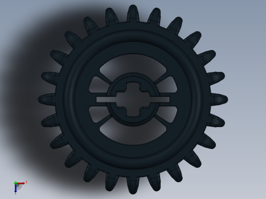 3650 Black Technic Gear 24 Tooth Crown Type III (x pattern).SLDPRT俯视缩略图