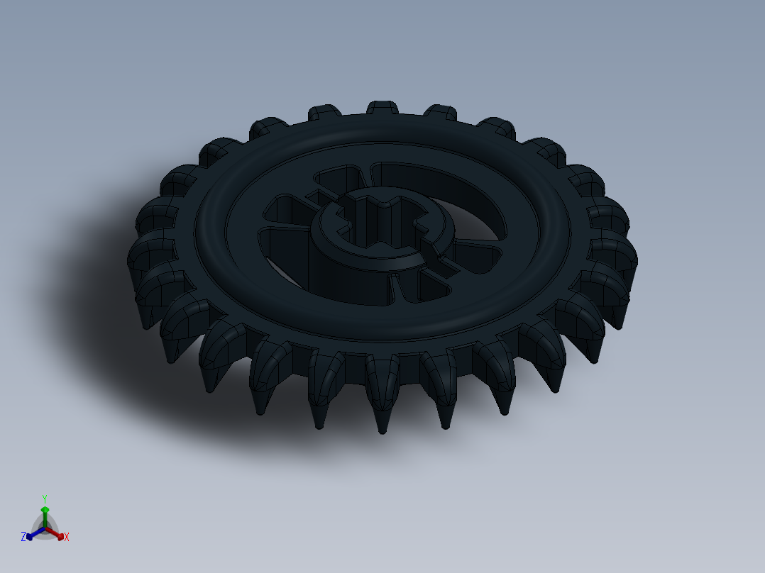 3650 Black Technic Gear 24 Tooth Crown Type III (x pattern).SLDPRT正等轴测图