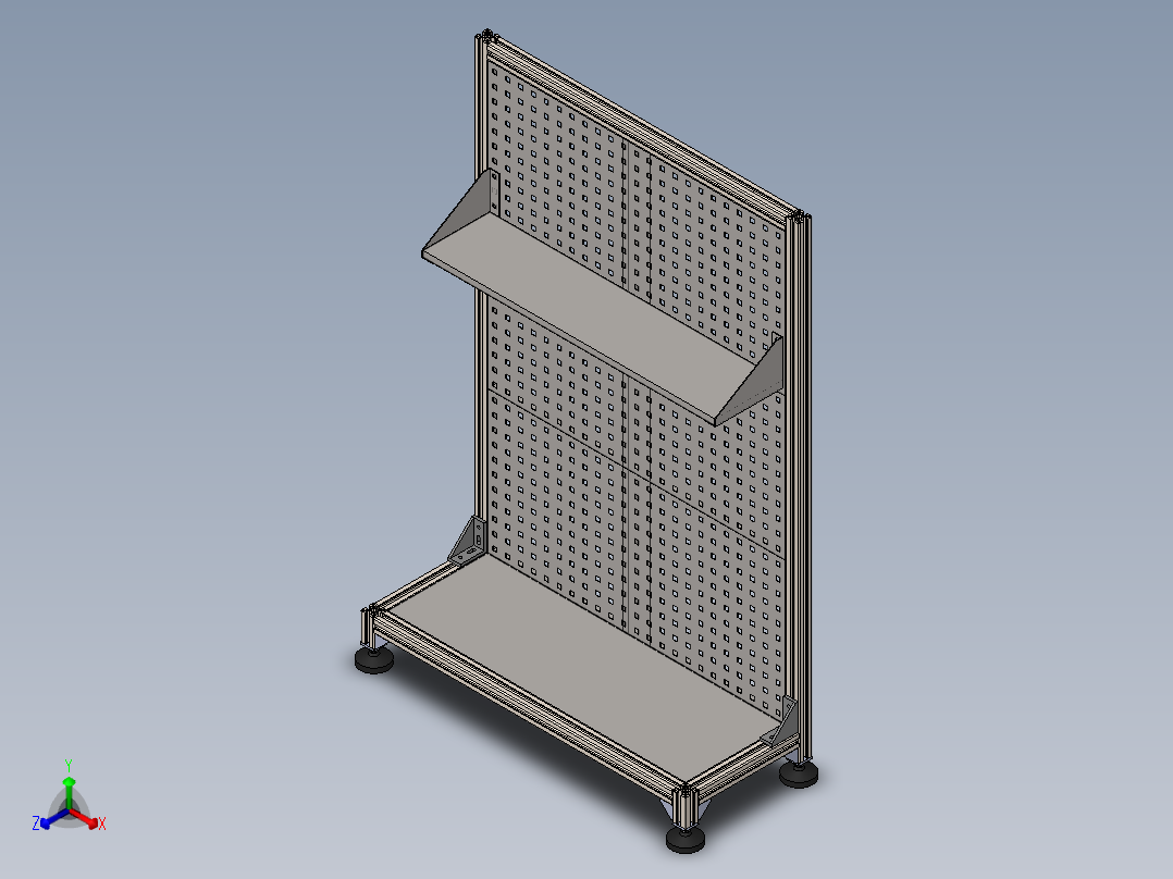 货架、单面物料整理架正等轴测图