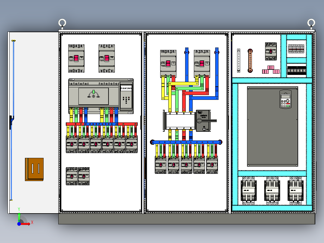 三柜组装双电源变频器星三角控制柜前视图
