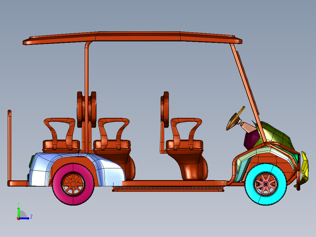 轻量化无障碍观光车车架左视图