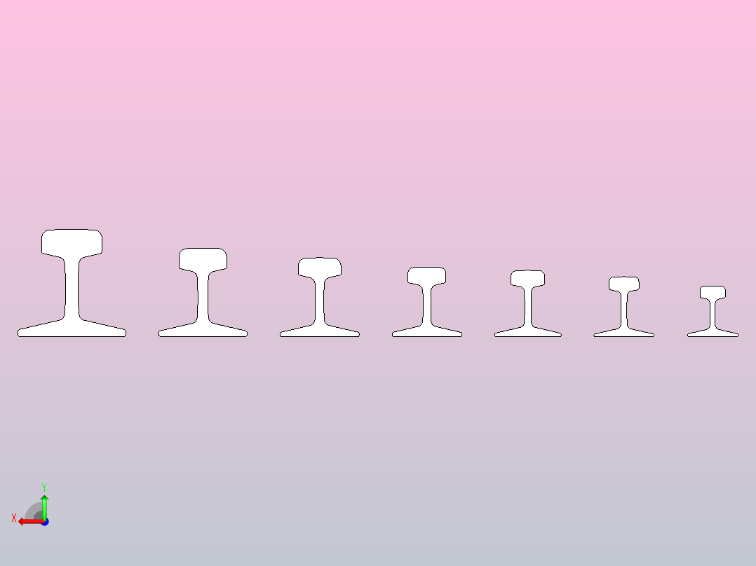 标准ASCE轨道轮廓后视图