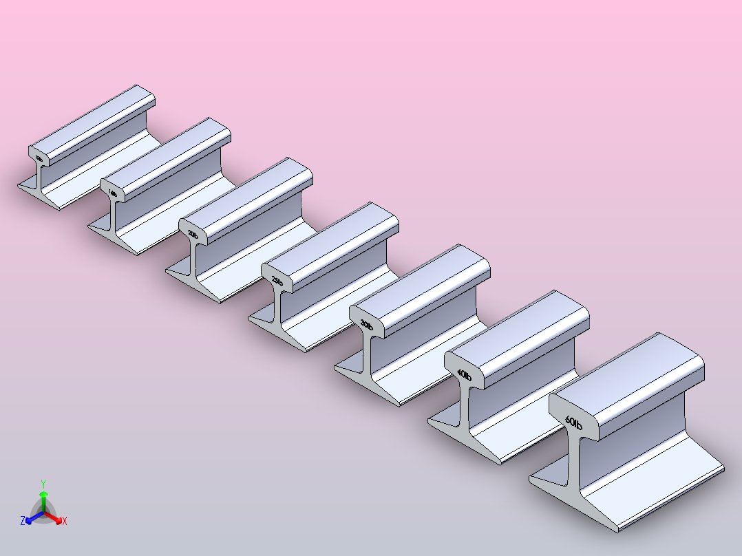 标准ASCE轨道轮廓正等轴测图