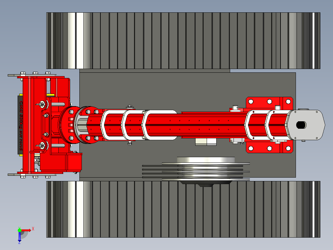 液压管操纵器小车俯视图