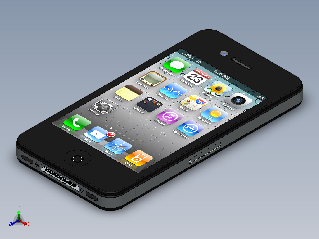 苹果4G外观设计正等轴测图