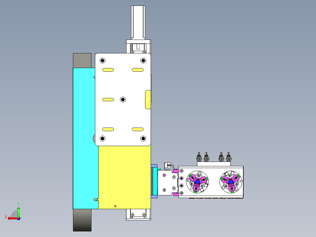 自动化抓取移动机构后视图