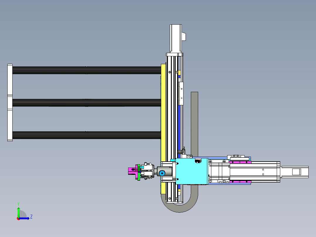 自动化抓取移动机构左视图