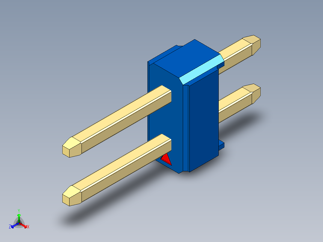 彩色公头100mil（2.54mm）系列-DS1021_blue_2x01p_100mil_Type1_rev1.0主视图