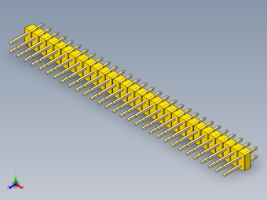 彩色公头100mil（2.54mm）系列-DS1021_yellow_2x30p_100mil_Type1_rev1.0正等轴测缩略图