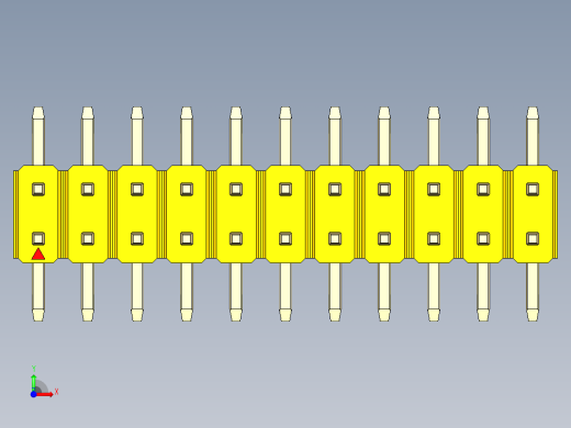 彩色公排针 100mil 2.54mm 系列-DS1022_yellow_22p_100mil_TypeSMT_rev1.0前视缩略图