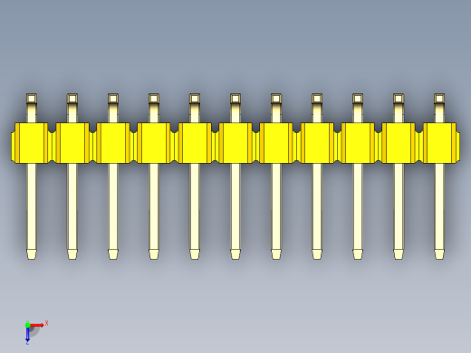 彩色公排针 100mil 2.54mm 系列-DS1022_yellow_22p_100mil_TypeSMT_rev1.0俯视缩略图
