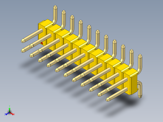彩色公排针 100mil 2.54mm 系列-DS1022_yellow_22p_100mil_TypeSMT_rev1.0正等轴测缩略图