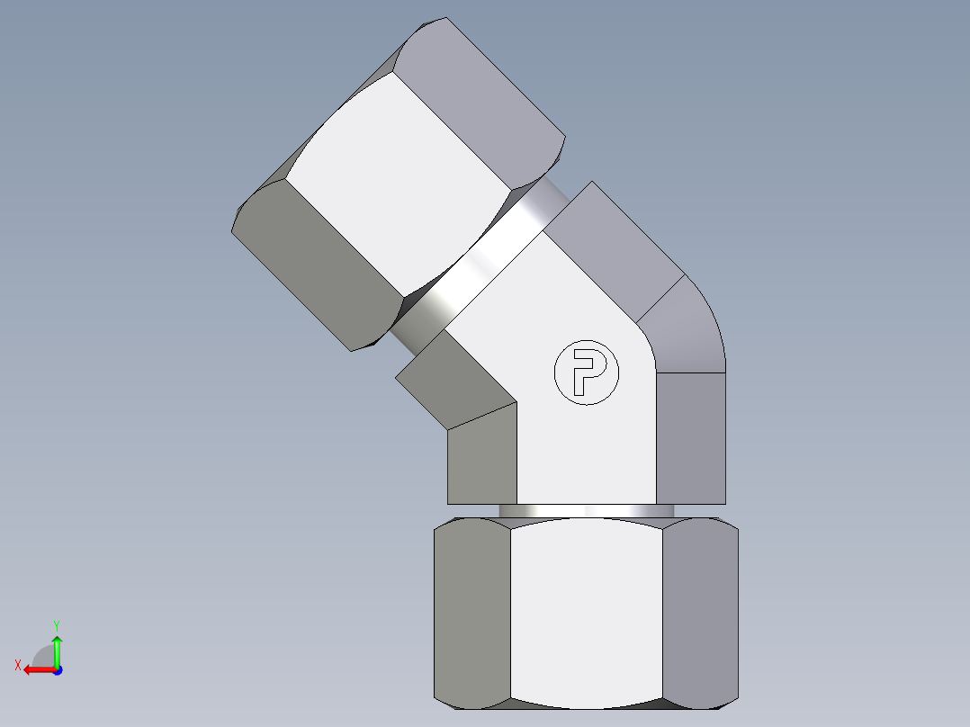 卡套式工业通用硬管接头EO_Swivel_nut_45_deg_elbow_EV12ZSCF后视图