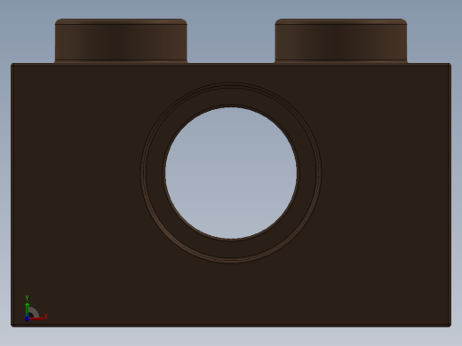 乐高机械组积木（横梁）-3700 Old Brown Technic Brick 1 x 2 with Hole前视缩略图