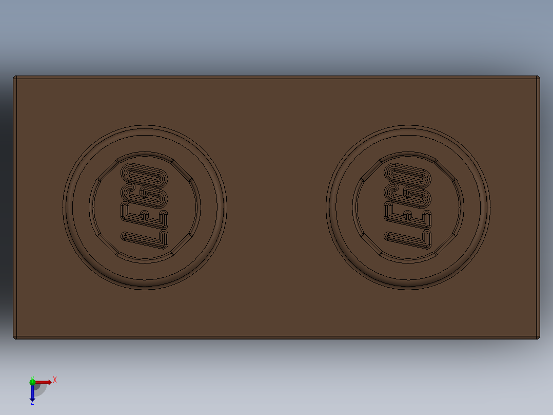 乐高机械组积木（横梁）-3700 Old Brown Technic Brick 1 x 2 with Hole俯视图