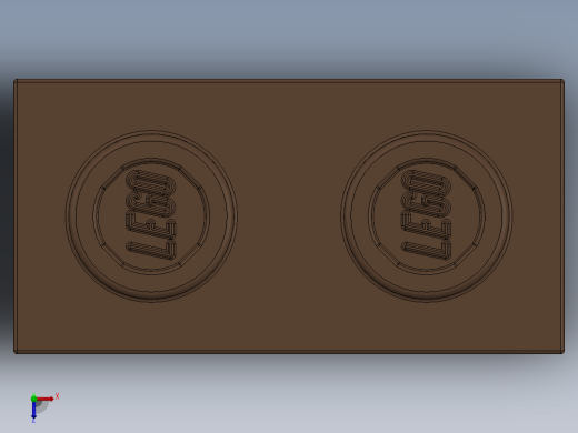 乐高机械组积木（横梁）-3700 Old Brown Technic Brick 1 x 2 with Hole俯视缩略图