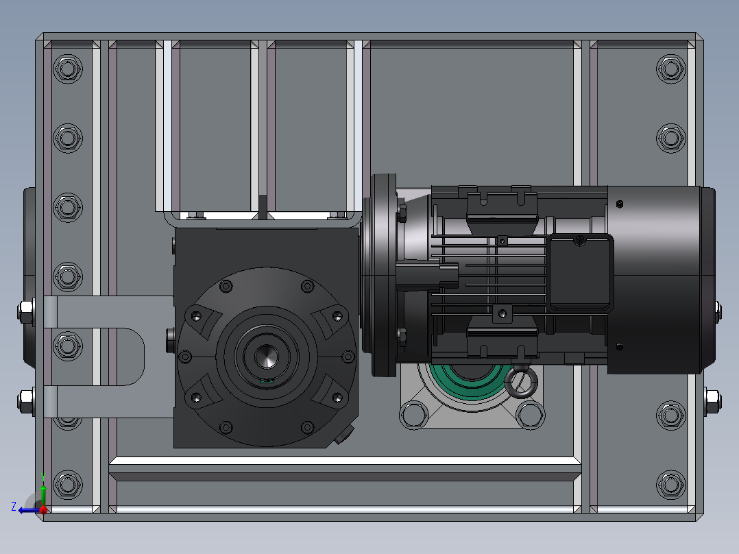 小型双辊破碎机设计右视图