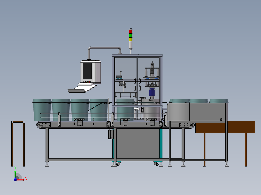 BP工业油桶20L自动化检测线（sw18可编辑+工程图+BOM）前视图