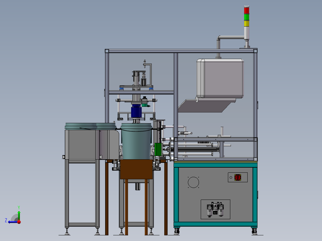 BP工业油桶20L自动化检测线（sw18可编辑+工程图+BOM）右视图