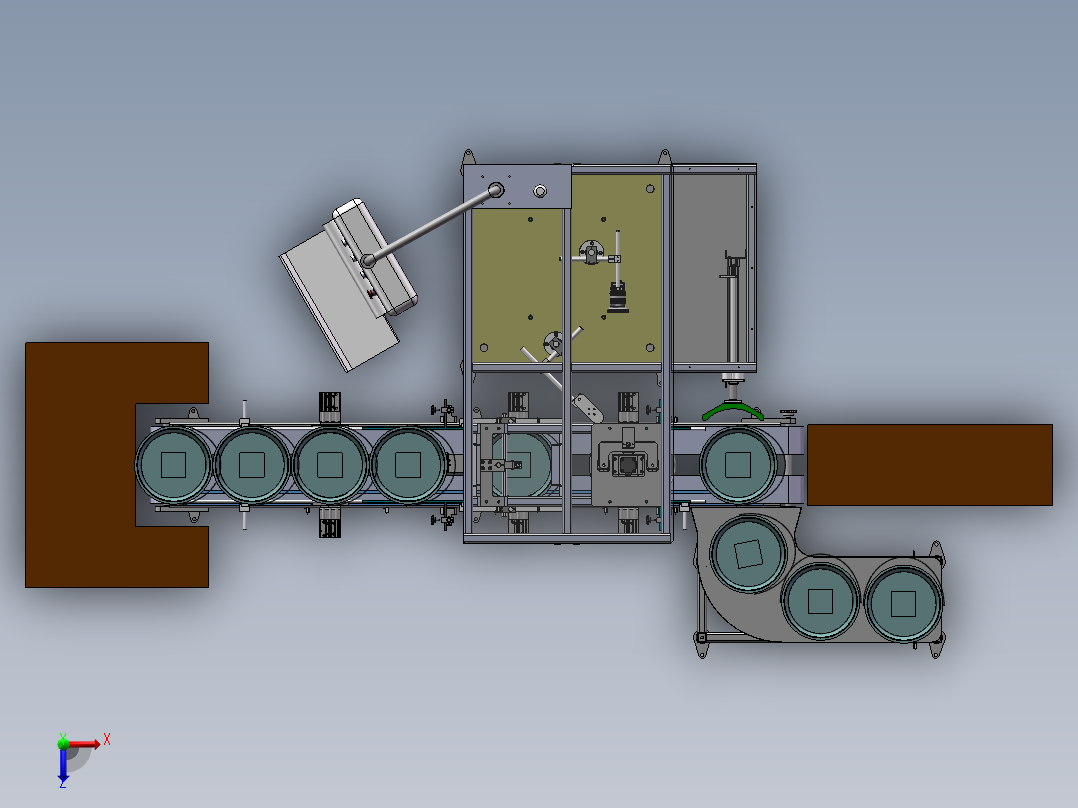 BP工业油桶20L自动化检测线（sw18可编辑+工程图+BOM）俯视图