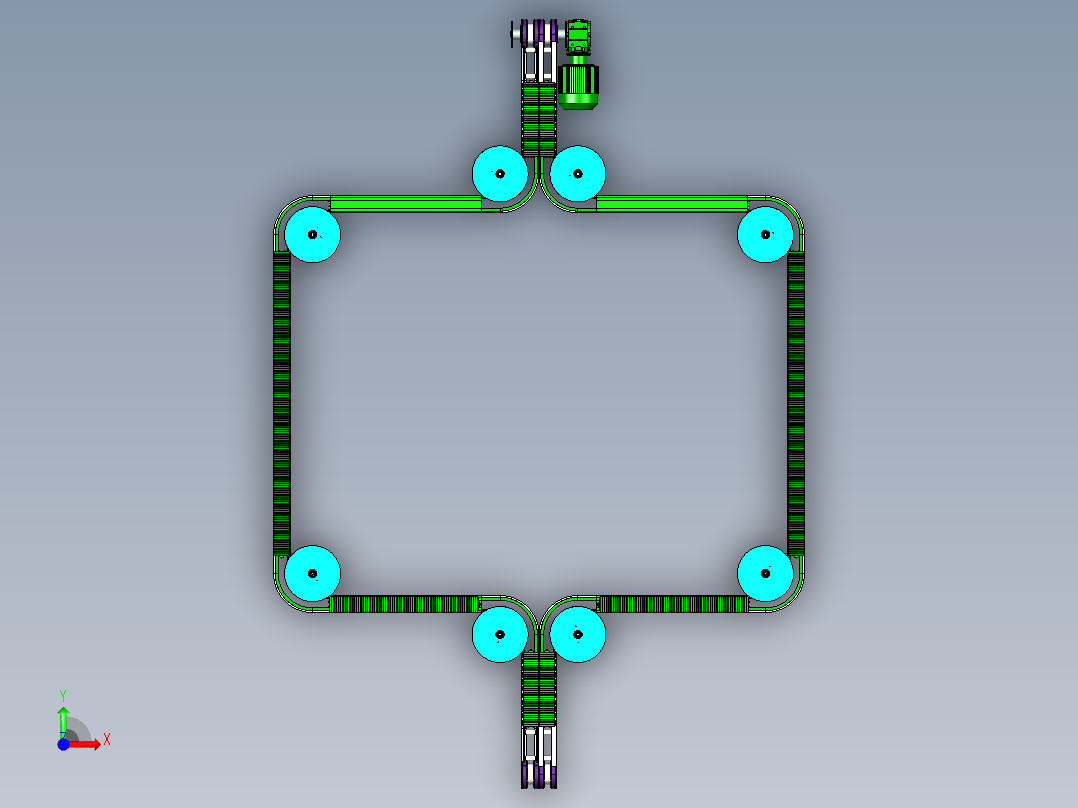 环形链条输送线设计前视图