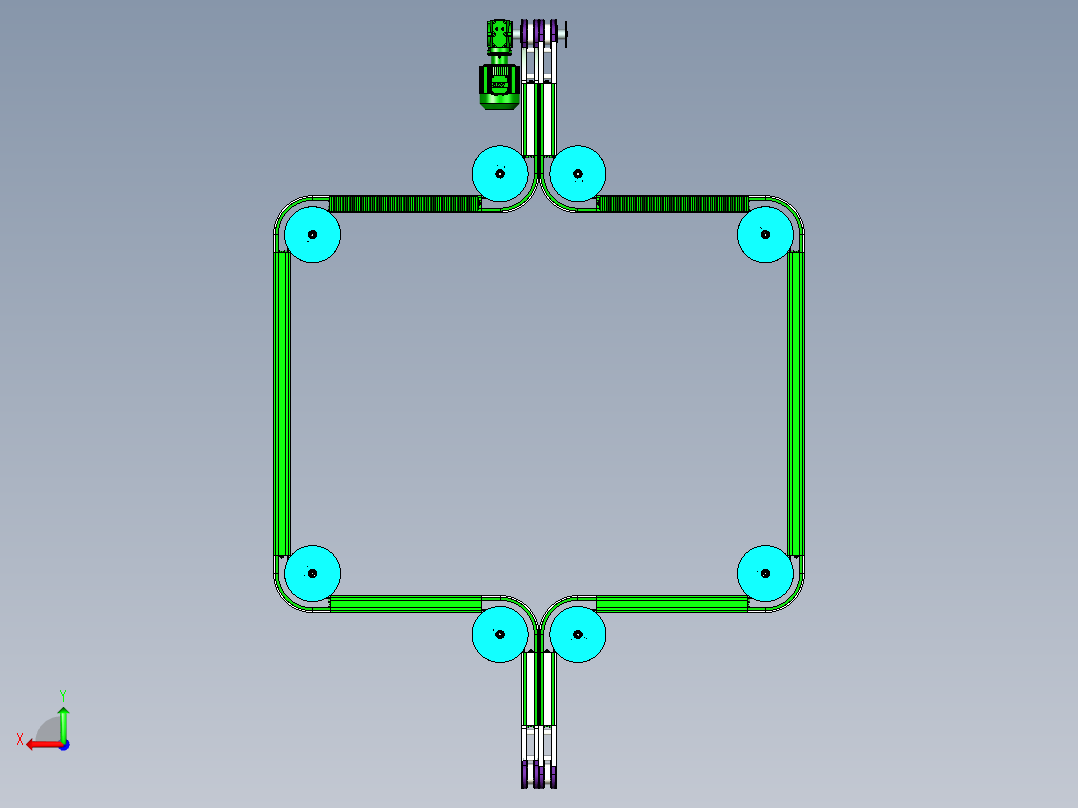 环形链条输送线设计后视图