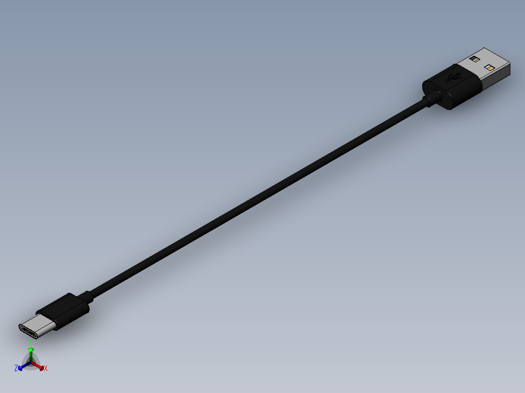 TYPE C USB 3.0 线缆正等轴测图