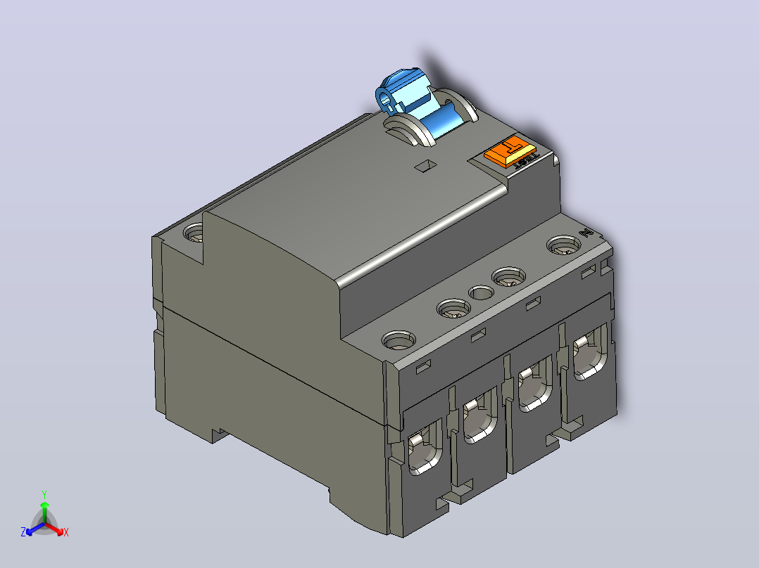 NL1-100 3P&amp;N剩余电流动作断路器三维模型202010正等轴测图