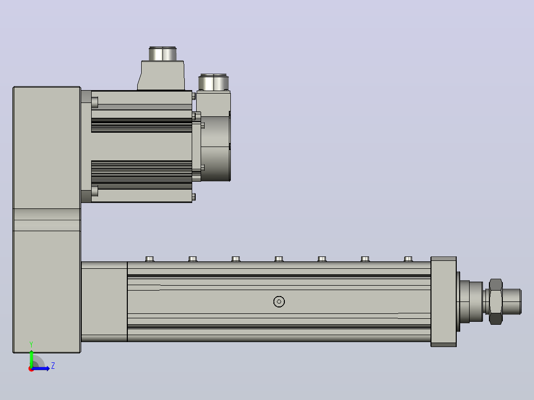 MTA80-200-P05-FF-P-P1500(2000)W-S3 MTA80电动缸 最大负载20KN 额定出力10KN 1500(2000)W电机间接安装左视图