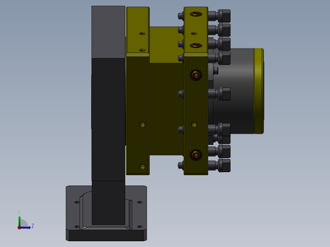 数控车床刀架 3D图 机械设计自动化3D模型参考文件STEP格式左视图