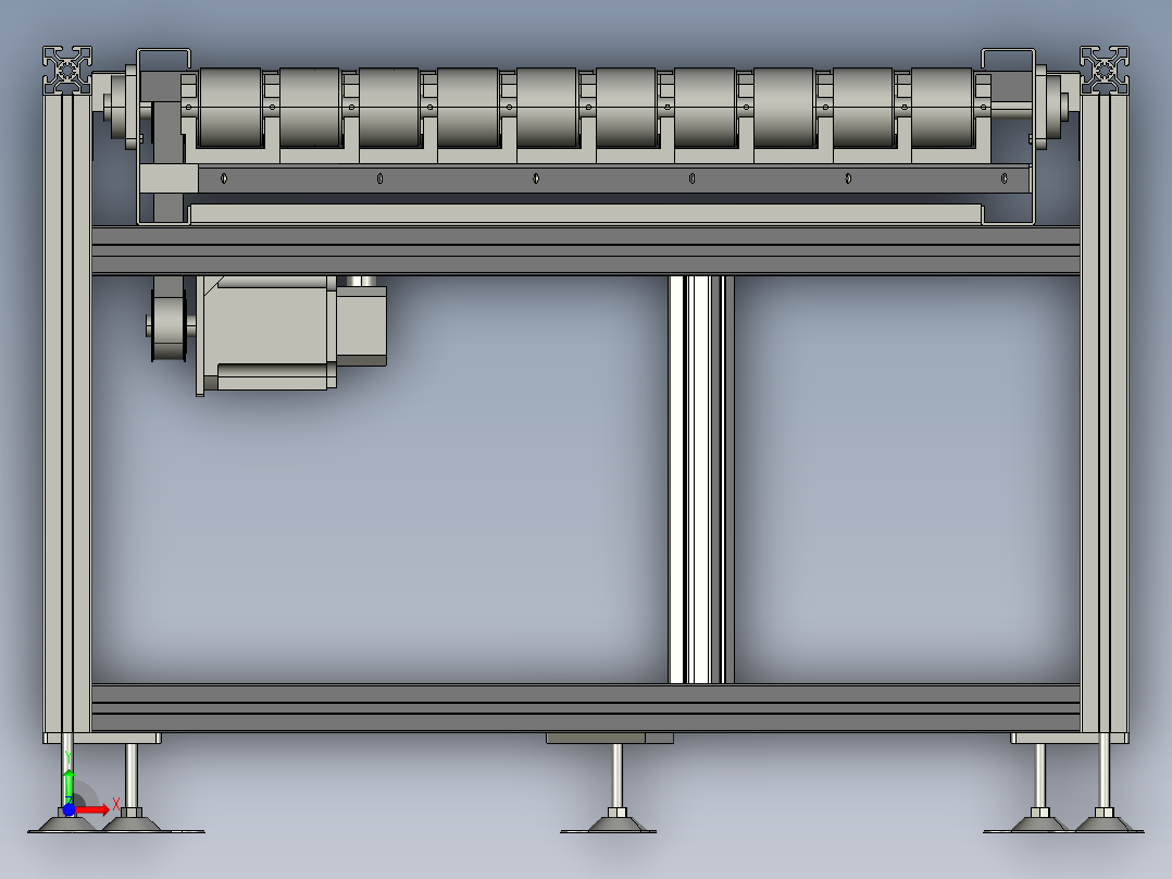货物分拣输送线结构3D图纸 STEP格式前视图
