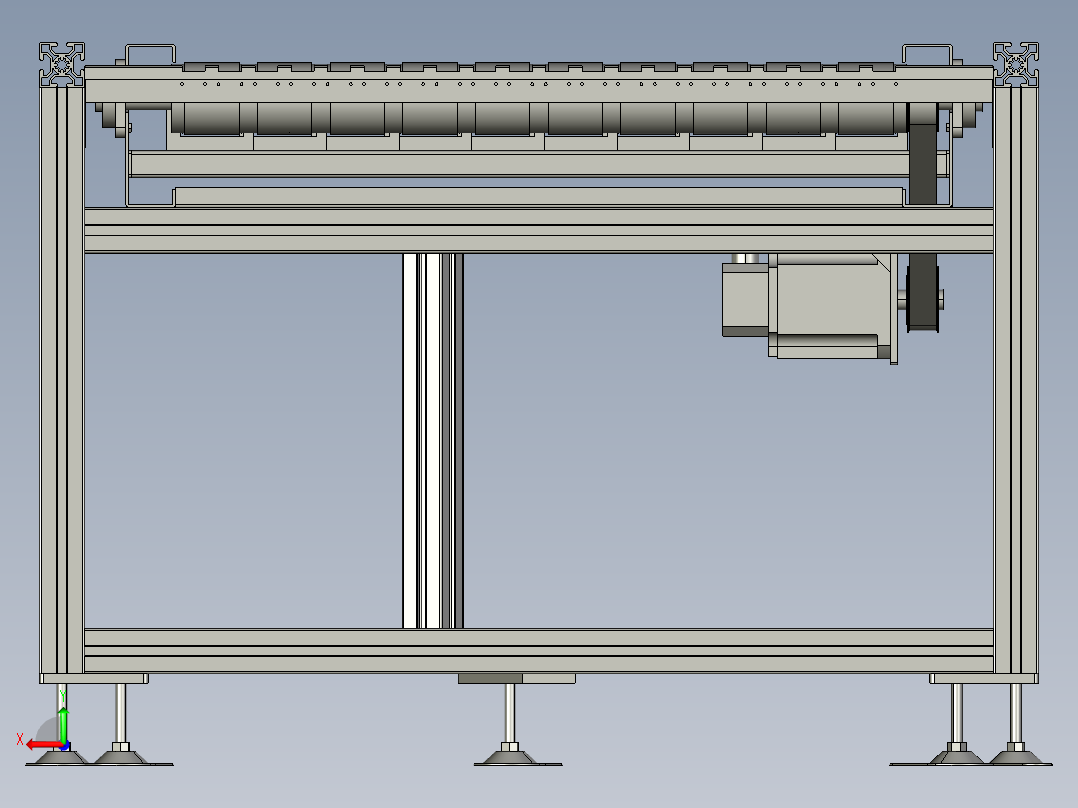 货物分拣输送线结构3D图纸 STEP格式后视图