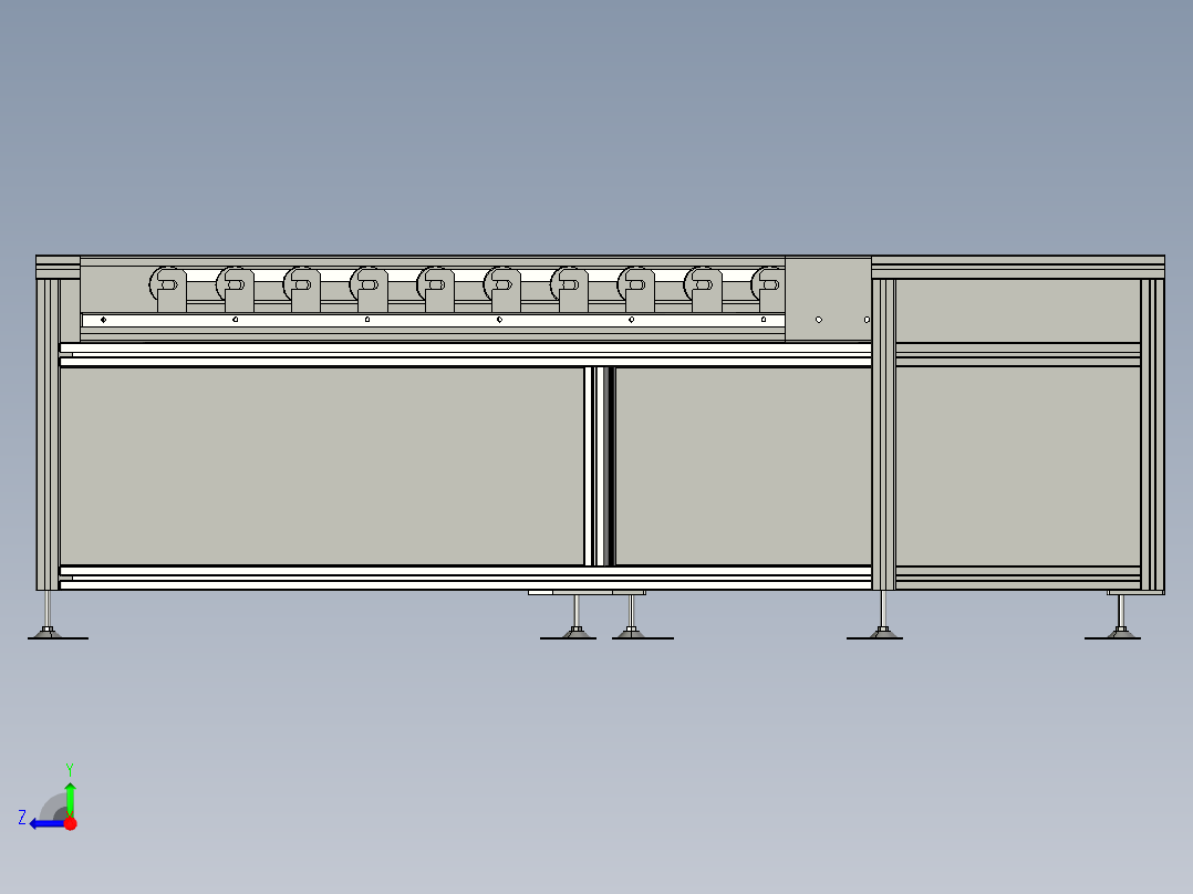 货物分拣输送线结构3D图纸 STEP格式右视图