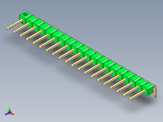 彩色公排针 100mil 2.54mm 系列-DS1022_green_1x20p_100mil_TypeD_rev1.0