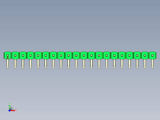 彩色公排针 100mil 2.54mm 系列-DS1022_green_1x20p_100mil_TypeD_rev1.0前视缩略图