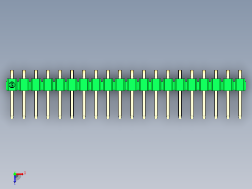 彩色公排针 100mil 2.54mm 系列-DS1022_green_1x20p_100mil_TypeD_rev1.0俯视缩略图
