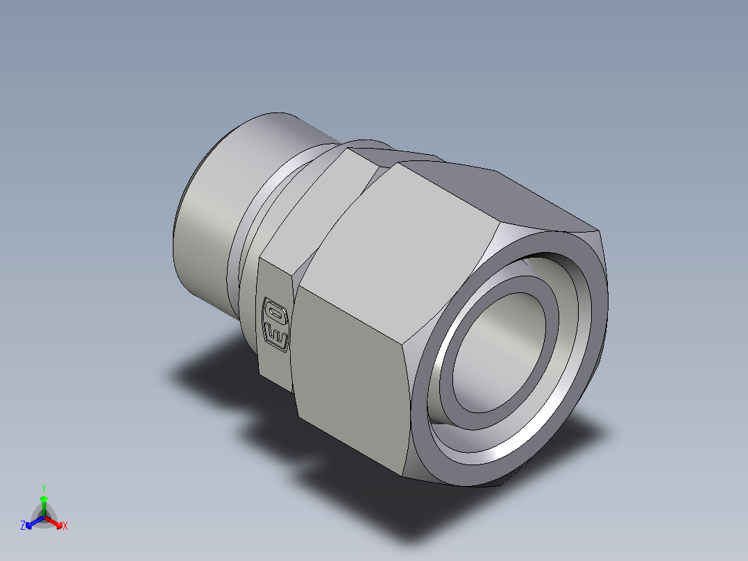 卡套式工业通用硬管接头EO_Swivel_connector_EGE22LREDCF正等轴测图
