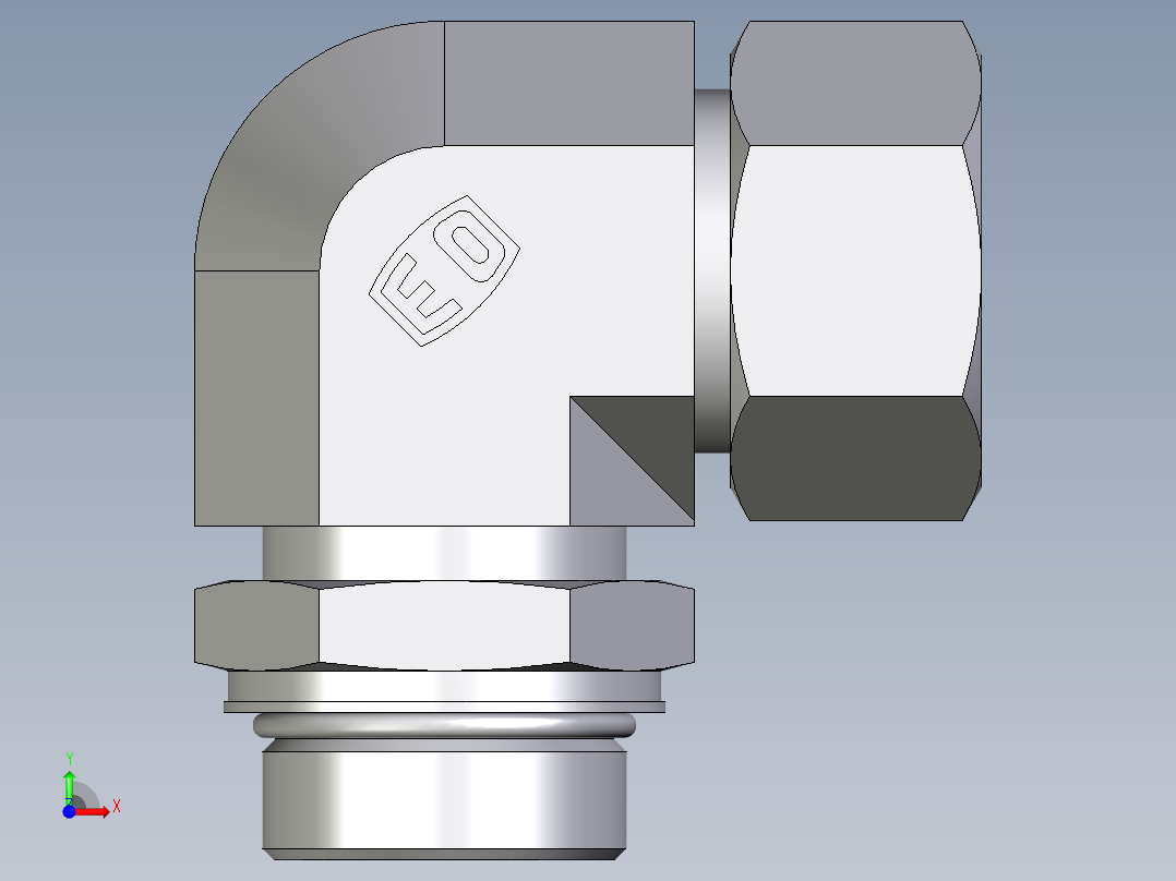 卡套式工业通用硬管接头EO_Adjustable_Locknut_elbow_WEE30ZSMORCF前视图