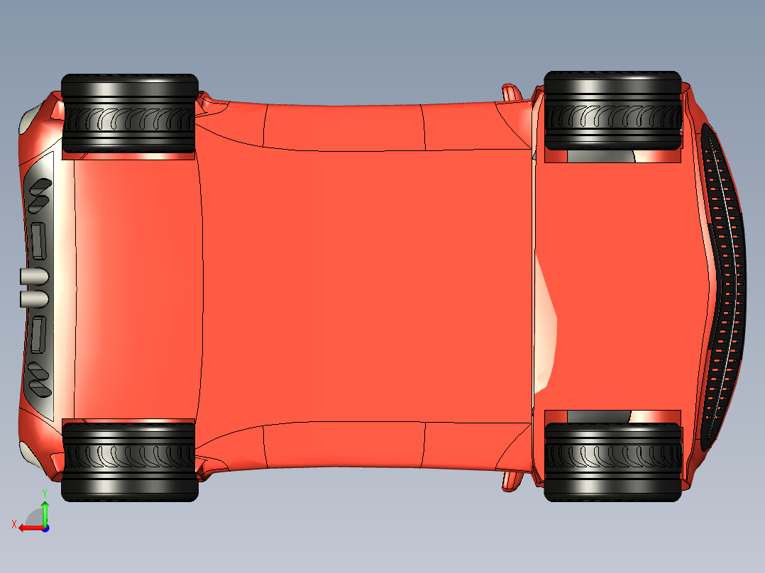 小型汽车造型3D图纸 step iges格式后视图