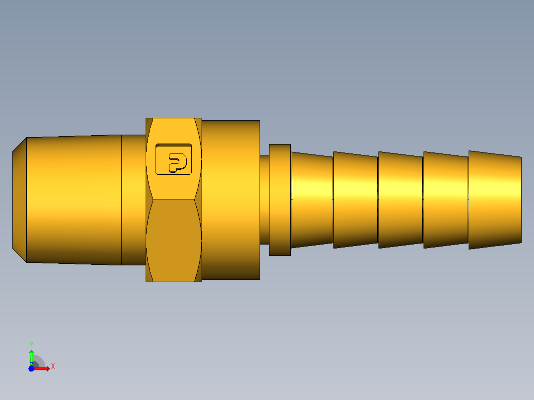 倒齿式工业管接头Male Swivel Hose Barb 125HBLSV-6-4前视图
