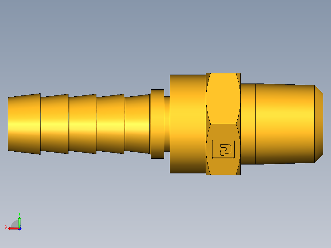 倒齿式工业管接头Male Swivel Hose Barb 125HBLSV-6-4后视图