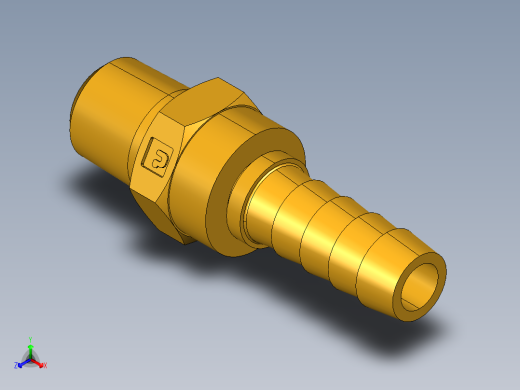 倒齿式工业管接头Male Swivel Hose Barb 125HBLSV-6-4正等轴测缩略图