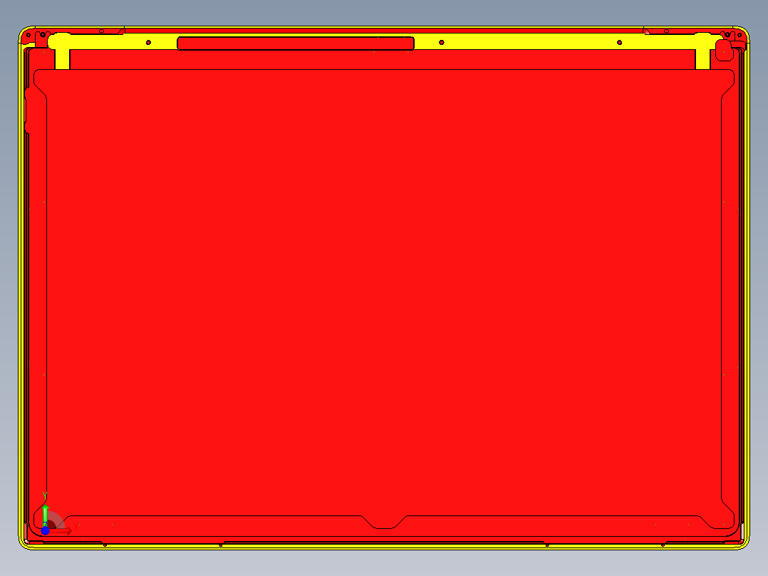 笔记本A壳全铣铣内腔结构程序模型前视图