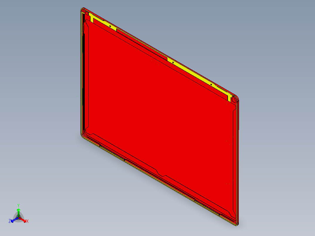 笔记本A壳全铣铣内腔结构程序模型正等轴测图